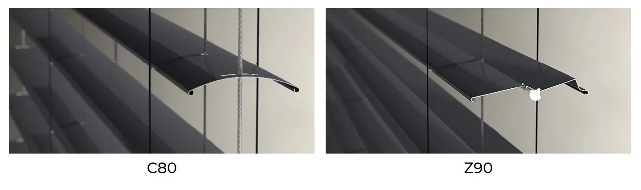 Kształty lameli żaluzji fasadowych